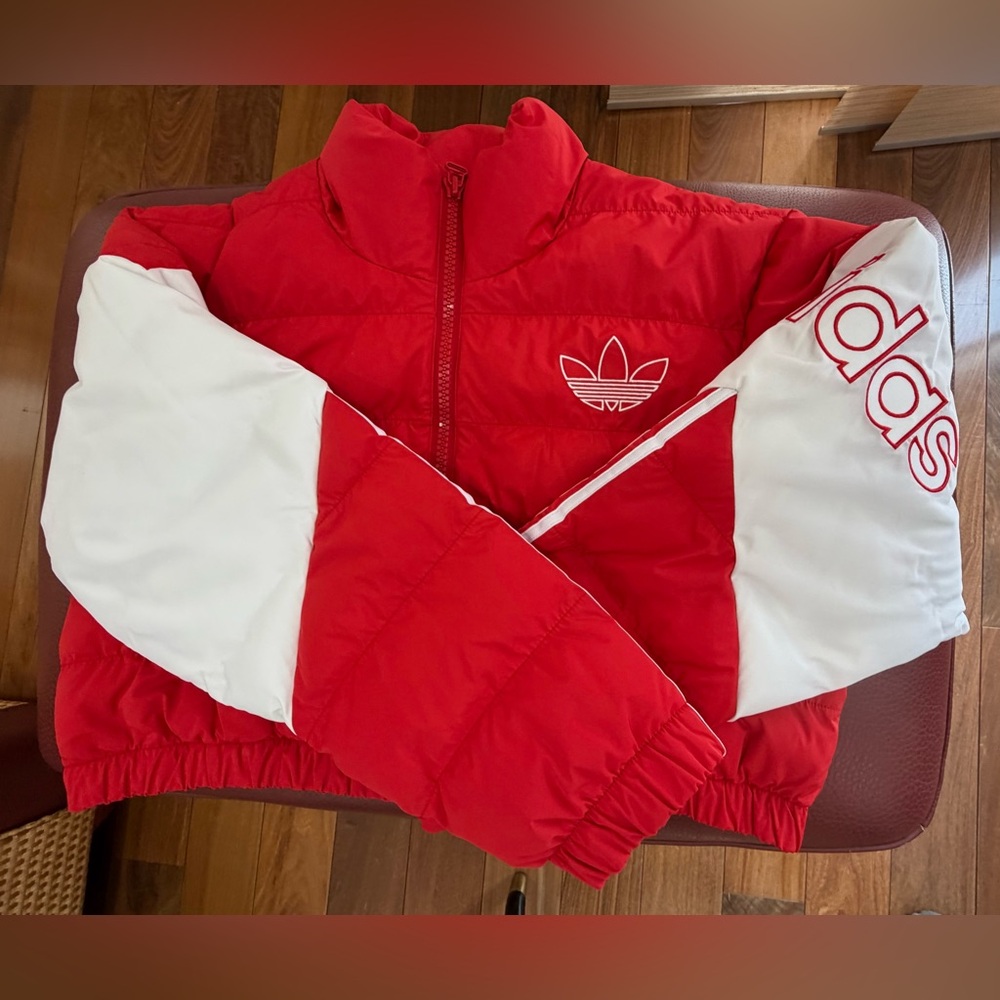 Adidas Cropped Bomber Puffer Jacket - Picture 6 of 11